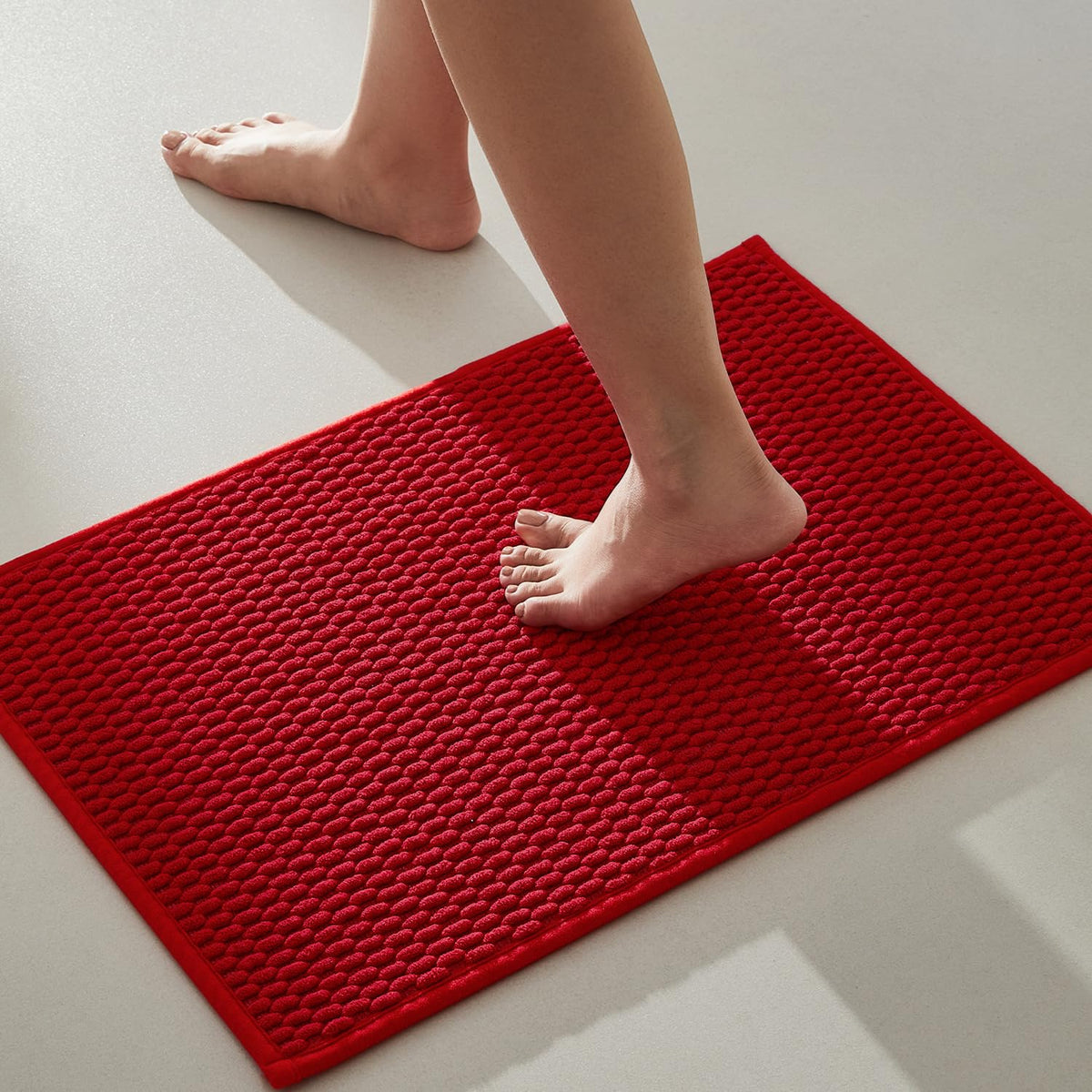 TYUU Bathroom Runner Rugs, Long Bath Mat Runner Washable Thin Quick Dry Low Pile Bathroom Runner Rugs Non Slip, Beige 24"x70"