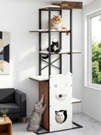 Modern Wood Cat Tree Tower for Indoor Cats Large Adult 67-in Tall