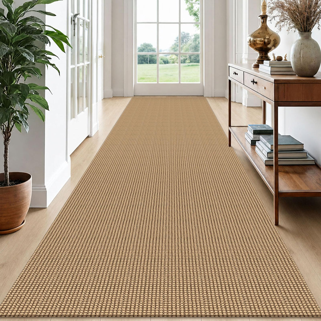 EARTHALL Woven Area Rugs 6x9 Ft Washable Living Room Rugs Non Slip Rubber Backed Dining Room Rug Braided Bedroom Rugs Indoor Floor Carpet for Living Room, Bedroom, Dining Room, Beige/Ivory