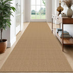 EARTHALL Woven Area Rugs 6x9 Ft Washable Living Room Rugs Non Slip Rubber Backed Dining Room Rug Braided Bedroom Rugs Indoor Floor Carpet for Living Room, Bedroom, Dining Room, Beige/Ivory