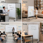 40x28 Rolling Whiteboard with Stand, Double Sided Magnetic Dry Erase Board on Wheels, Mobile Freestanding White Board for Office, Classroom & Home Use