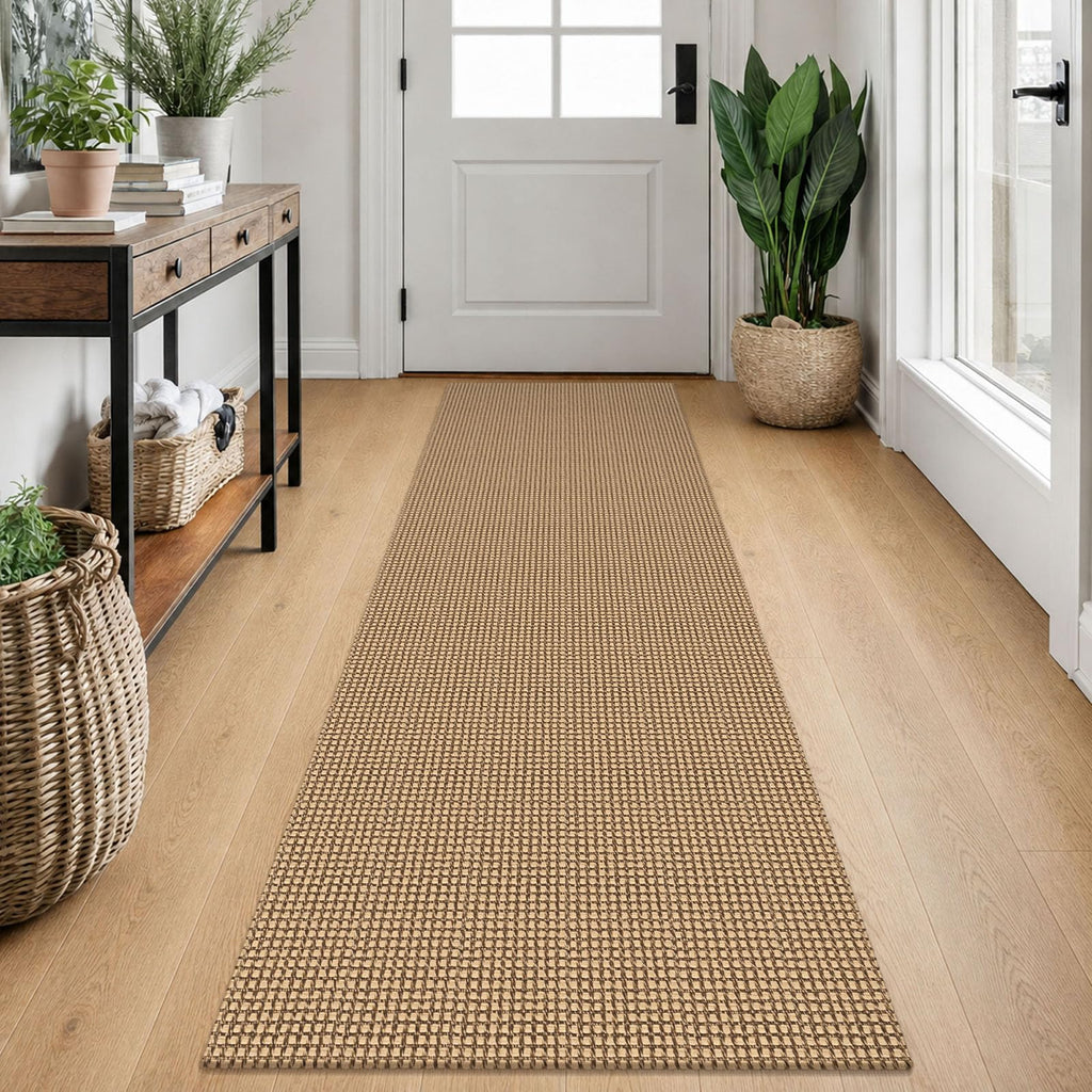 EARTHALL Woven Area Rugs 6x9 Ft Washable Living Room Rugs Non Slip Rubber Backed Dining Room Rug Braided Bedroom Rugs Indoor Floor Carpet for Living Room, Bedroom, Dining Room, Beige/Ivory
