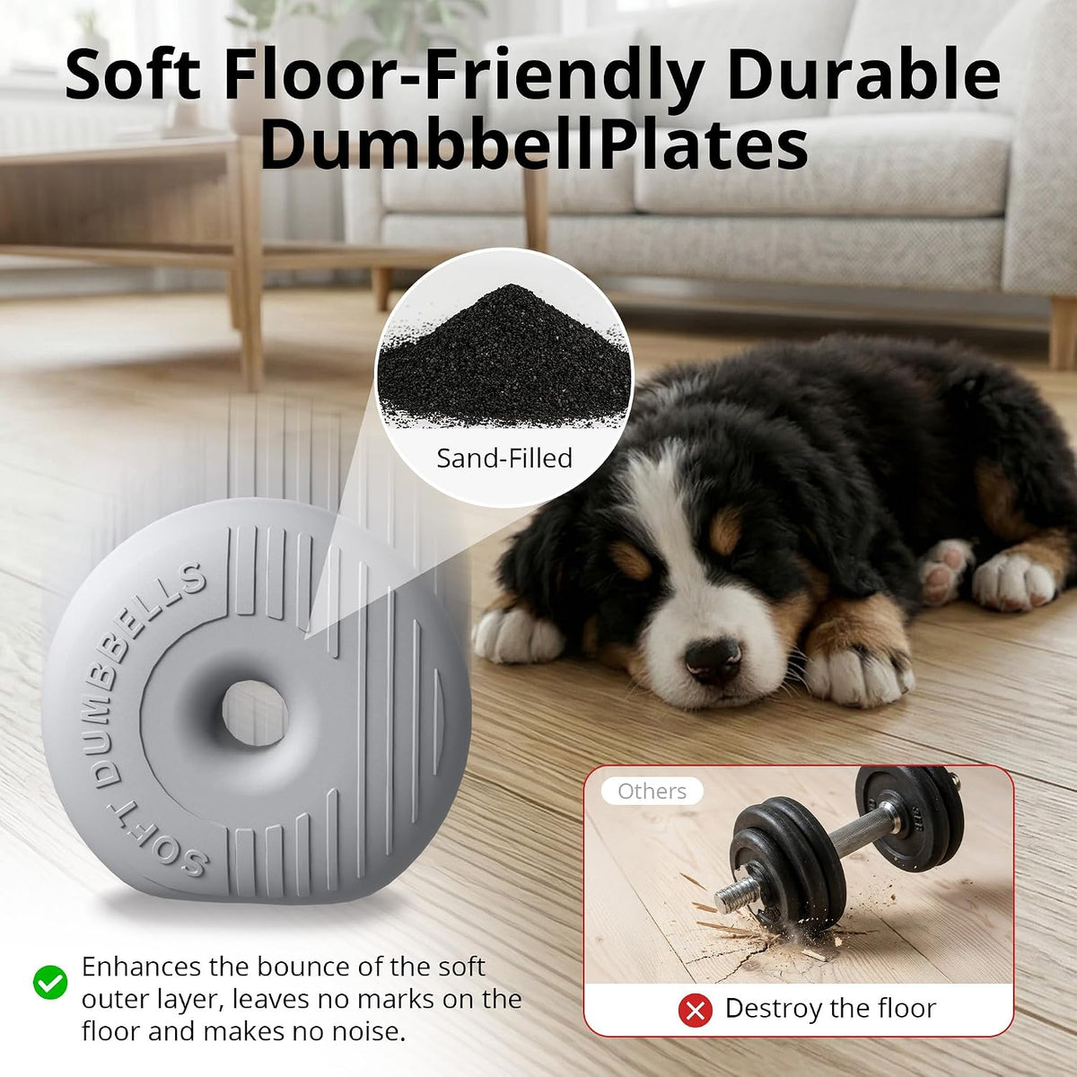 RYGEO Adjustable Dumbbell Set 22lb/44lb/66lb/80lbs Free Weights and Connector, Convert to Barbell, Kettlebells, All Floor Friendly Soft-shell Dumbbells, Home Gym Fitness for Men Women