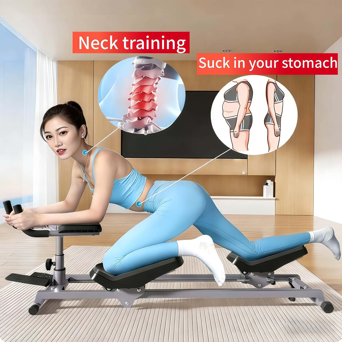 142cm Extra-Long Spine Twist Trainer with Pedal Resistance Bands – Full Body Cardio Crawling Exercise Machine for Office Workers at Home, Phone Holder & LCD Display