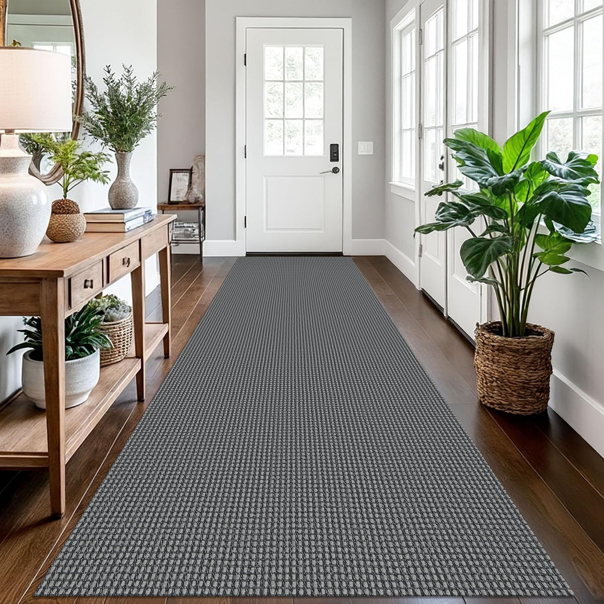 EARTHALL Woven Area Rugs 6x9 Ft Washable Living Room Rugs Non Slip Rubber Backed Dining Room Rug Braided Bedroom Rugs Indoor Floor Carpet for Living Room, Bedroom, Dining Room, Beige/Ivory