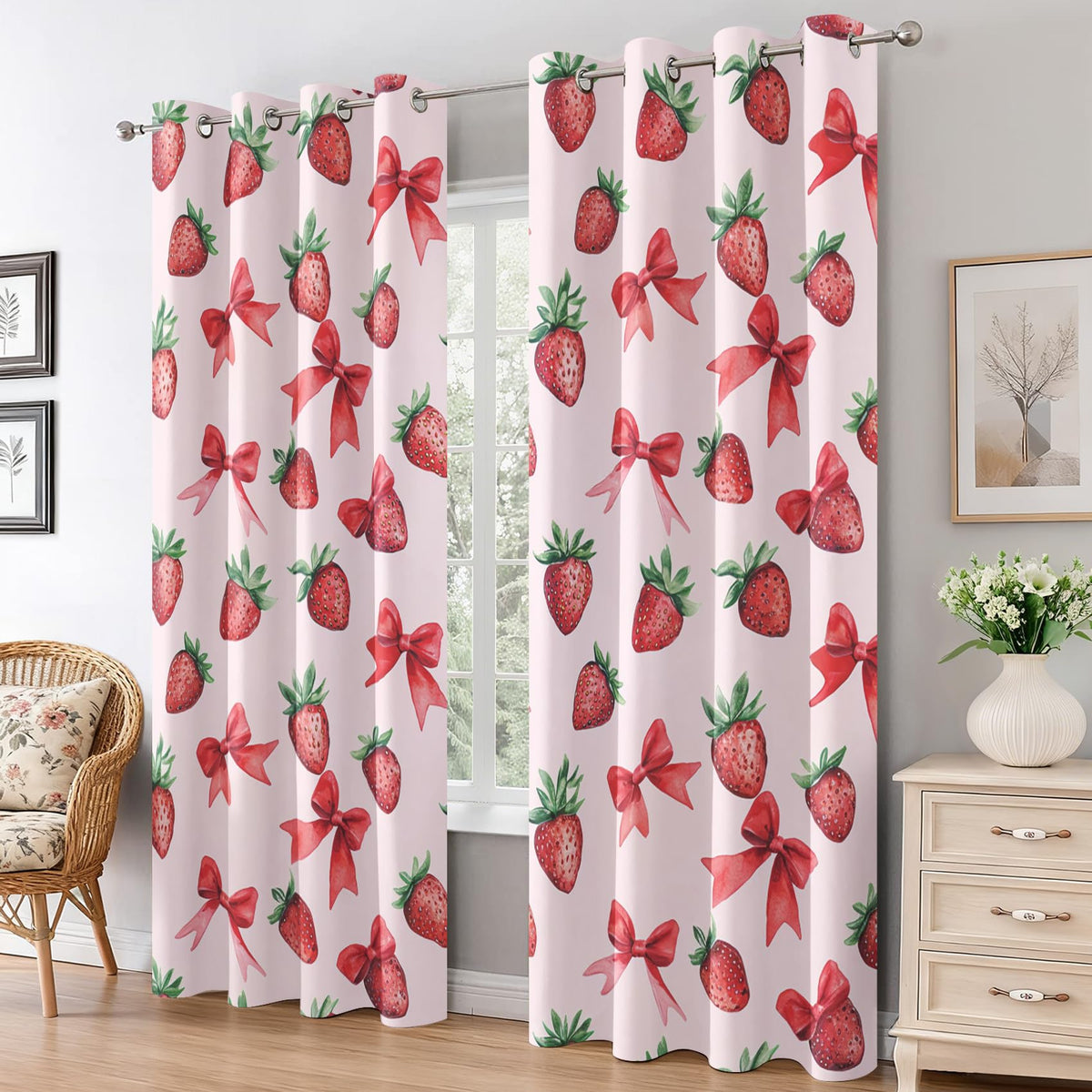 Cute Love Heart Curtains Blackout for Living Room Bedroom, Girls Kids Women Curtains 96 Inch Length 2 Panels Set, Thermal Insulated Grommet Drapes - Pink Heart-Shaped Home Decor Q2K-X16