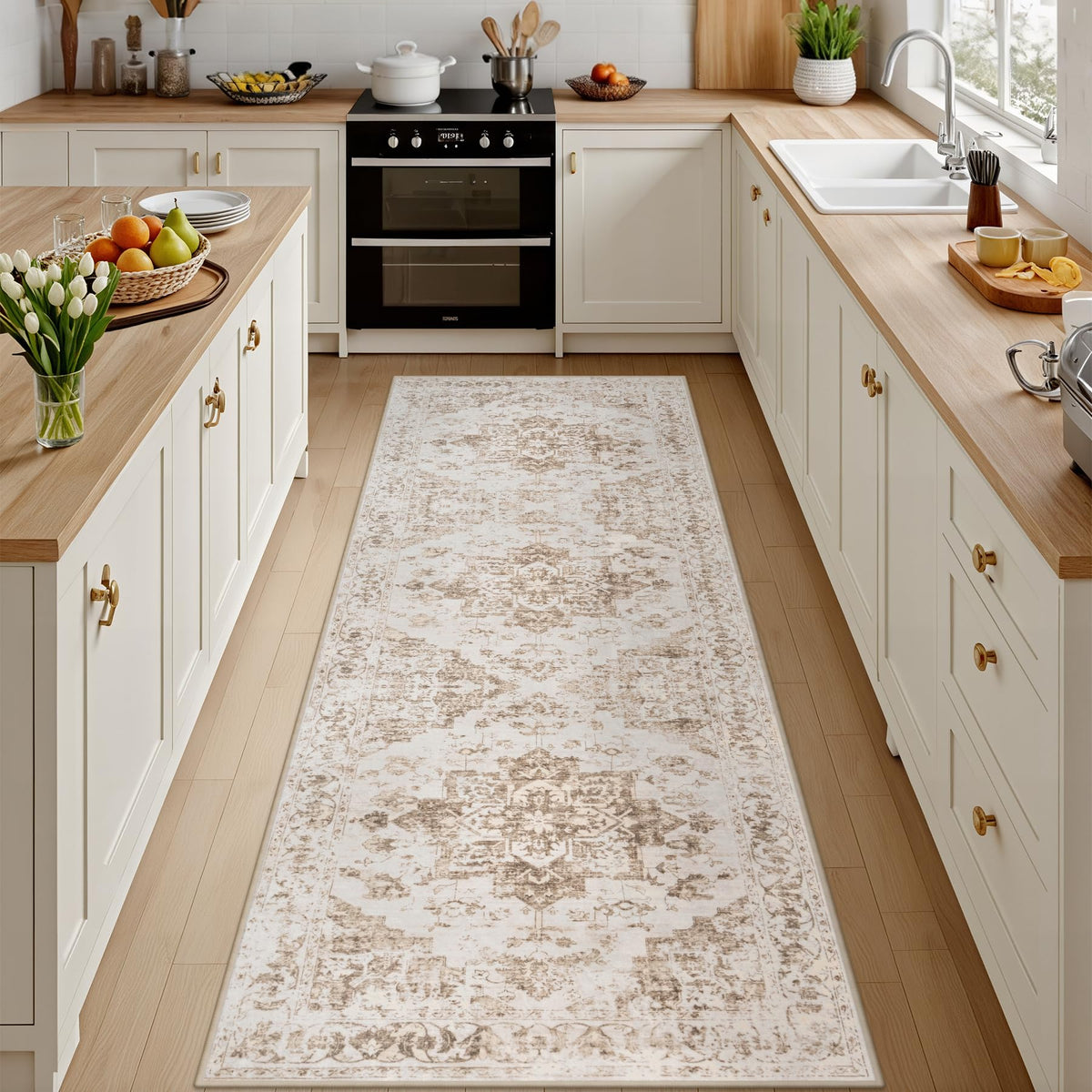 8x10 Area Rugs Living Room: Bedroom Washable Carpet Beige/Ivory