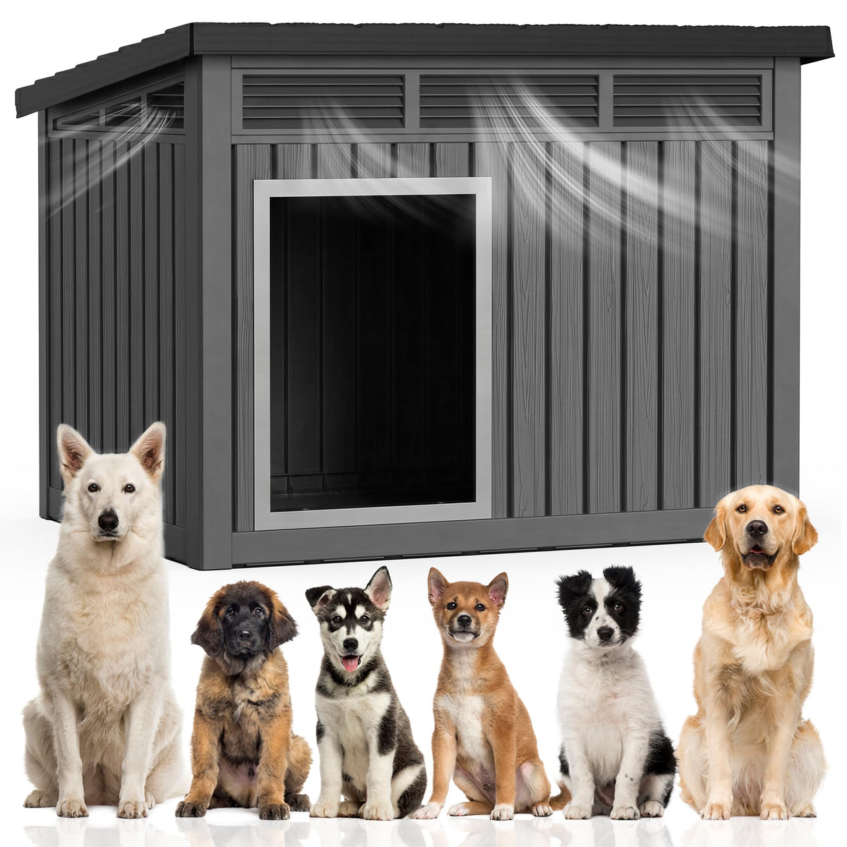VIXZEN Dog House Outdoor & Indoor, Medium Size, Gray