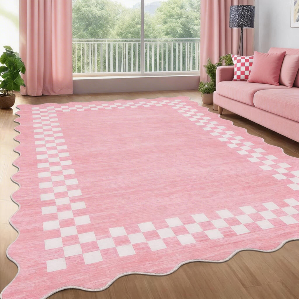GarveeHome 5x7 Washable Area Rug Checkered Rug for Bedroom Living Room