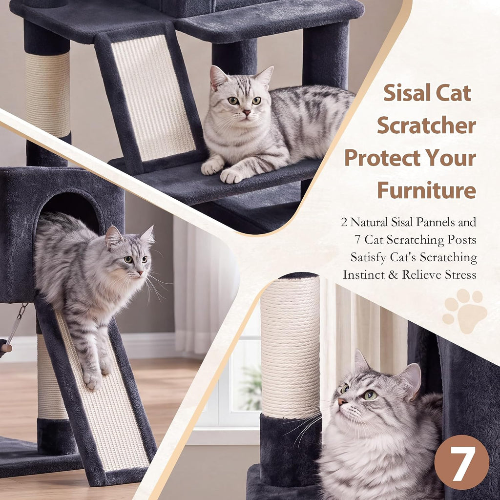 Gitelsnour Cat Tree, 71'' Tower for Large Cat with Scratching Post, GCT032G