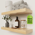 Solid Wood Floating Shelves for Wall 36 Inches Long, Walnut Wooden Shelf