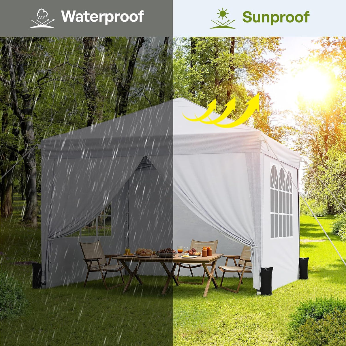 10x10 Pop Up Canopy Tent with Sidewalls, Portable Shelter,White