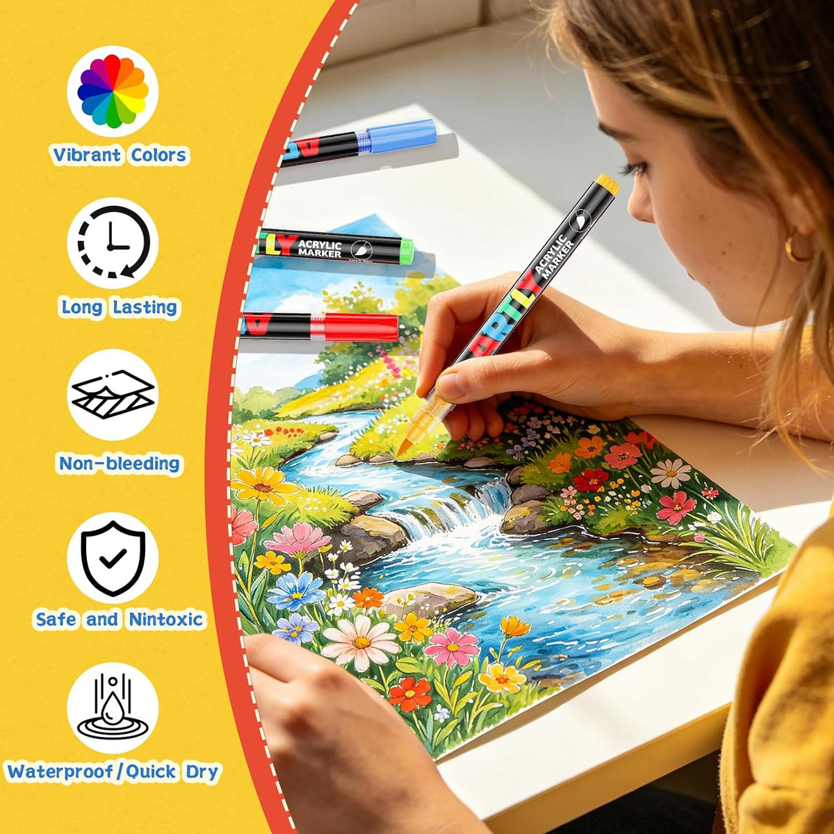 240 Colors Acrylic Paint Markers Brush Tip, Automatic Ink Control