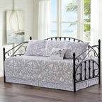 HESTIN 4Pcs Sky Blue Scallop Daybed Cover Set 75"x39" Petunia Embroidery