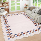 GarveeHome 5x7 Washable Area Rug Checkered Rug for Bedroom Living Room
