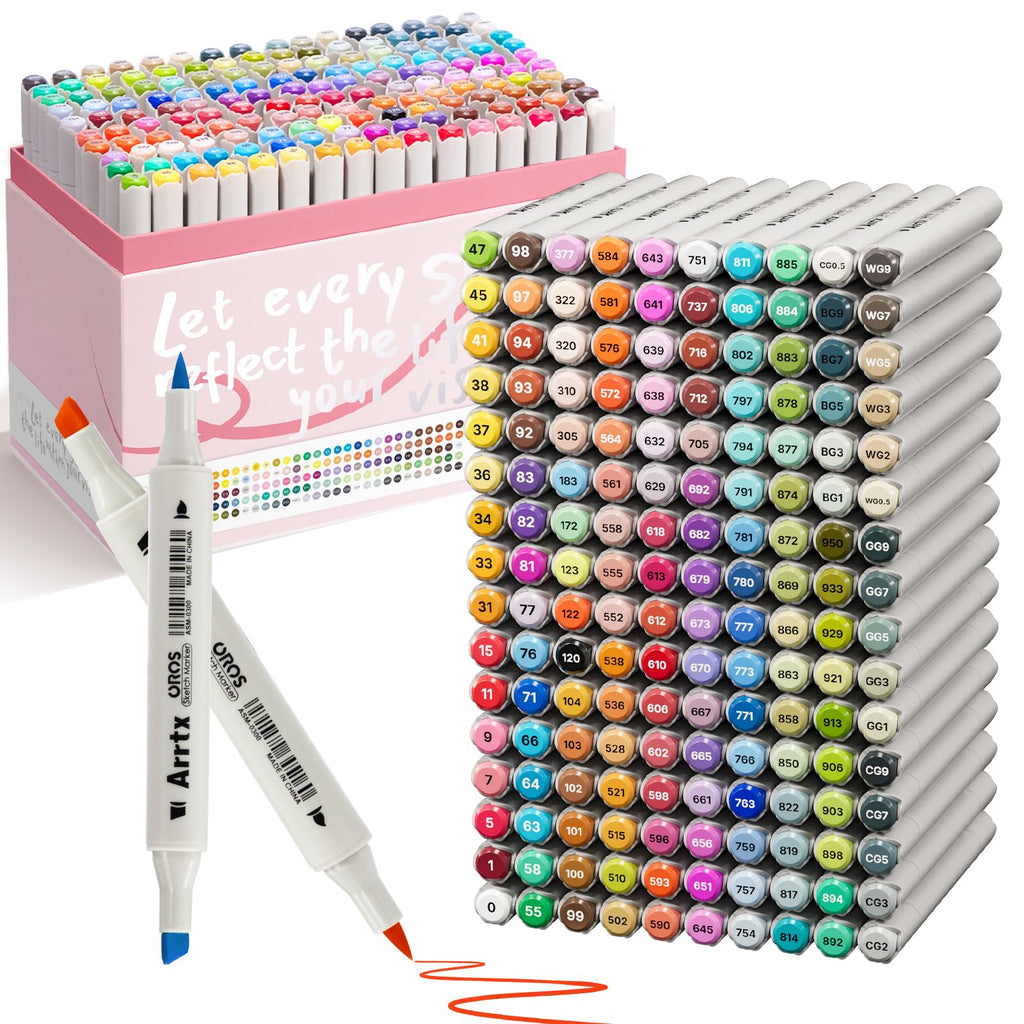 Arrtx OROS 90 Colors Alcohol Markers, Brush & Chisel