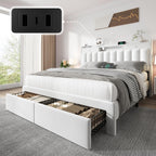 CypBed King Size Bed Frame with Headboard & 4-Storage Drawers, Upholstered