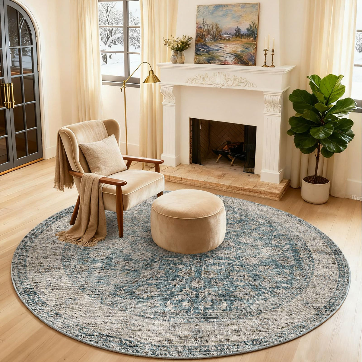 Washable Area Rugs for Living Room: 9x12 Bedroom Rug Boho Vintage Area Rug Stain Resistant Non Slip Low Pile Lightweight Soft Carpets for Dining Room Kitchen Nursery Kids Room Playroom Home Office