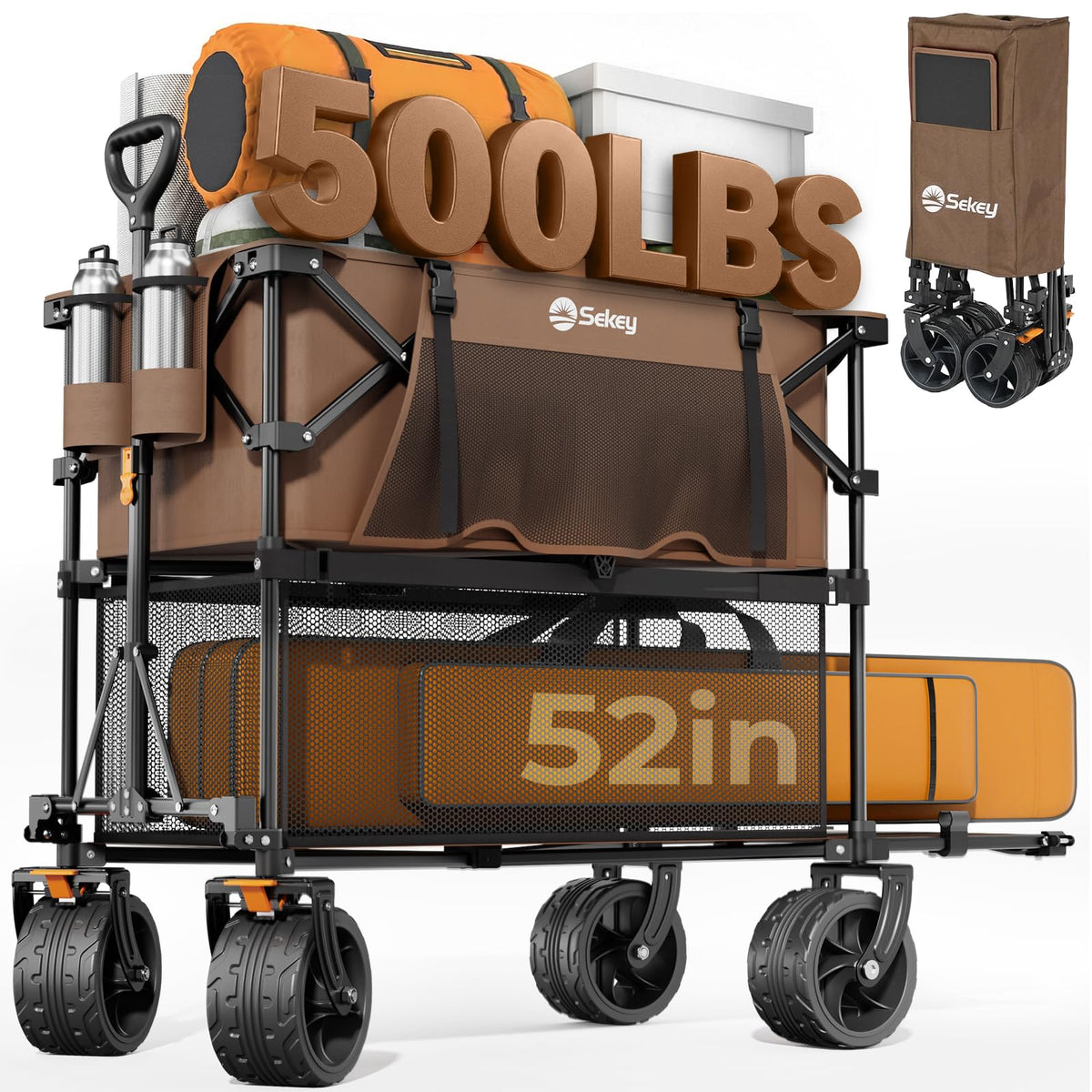 Sekey 400L Double-Decker Wagon, 500 lb Capacity, 50 in Extender