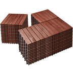 PrimeZone 54 PCS Solid Acacia Wood Interlocking Deck Tiles, Natural Wood