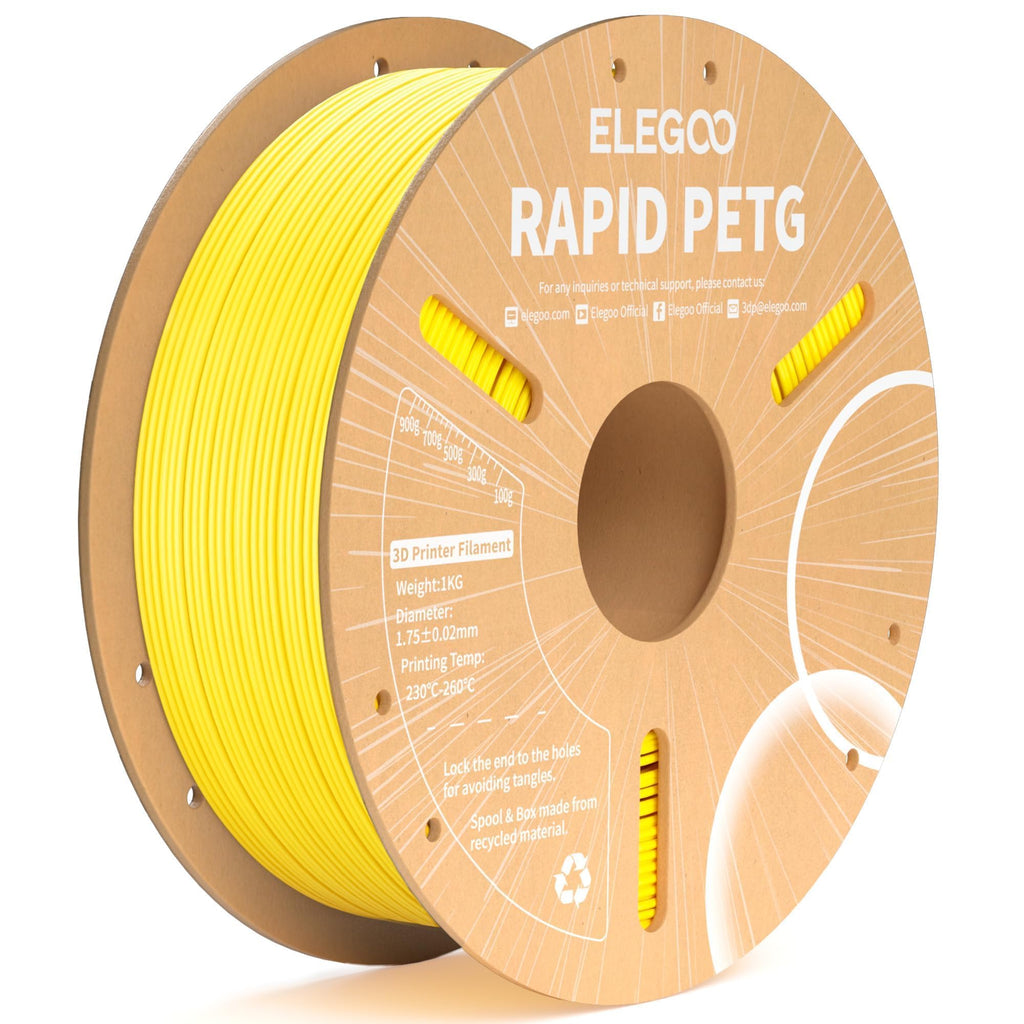 ELEGOO Rapid PETG 3D Printer Filament 1.75mm Black 10KG Bulk