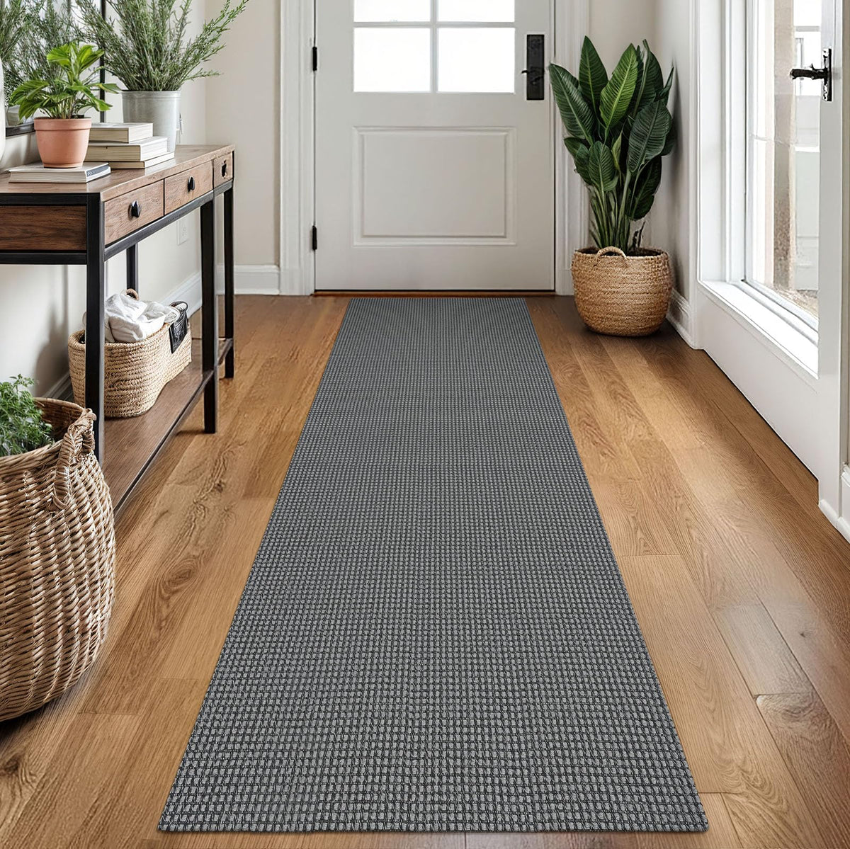 EARTHALL Woven Area Rugs 6x9 Ft Washable Living Room Rugs Non Slip Rubber Backed Dining Room Rug Braided Bedroom Rugs Indoor Floor Carpet for Living Room, Bedroom, Dining Room, Beige/Ivory
