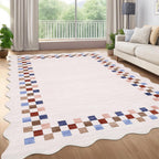 GarveeHome 5x7 Washable Area Rug Checkered Rug for Bedroom Living Room