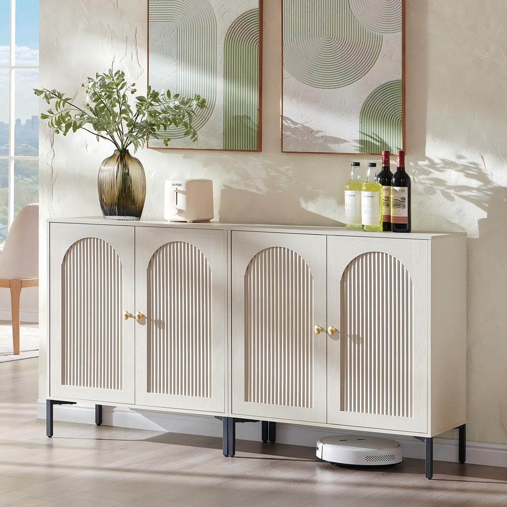 IFGET 61.75" W Modern Arched Sideboard Buffet Cabinet with Storage, Natural