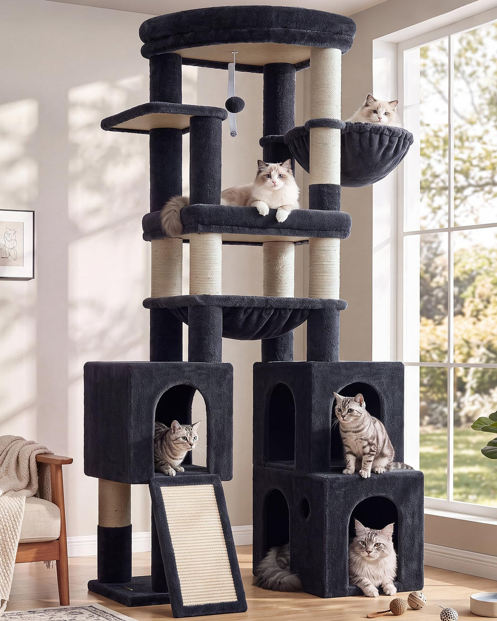 Globlazer Maine Coon Cat Tower for Indoor Adult Cats, F50, Light Grey