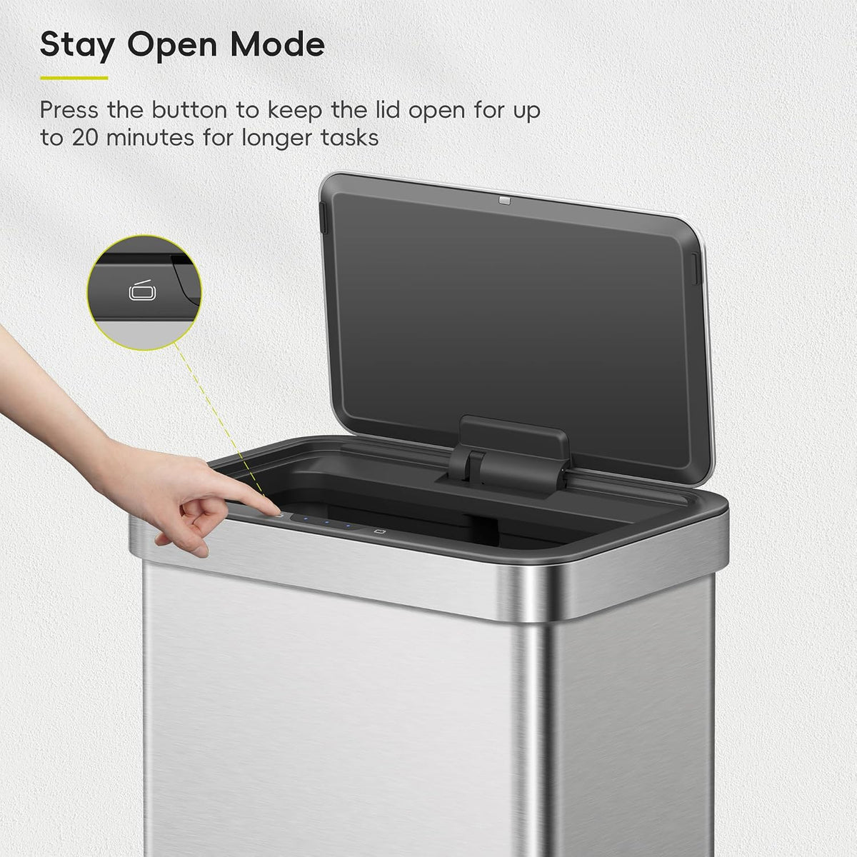 EKO 21 Gallon Touchless Motion Sensor Kitchen Trash Can, Stainless Steel