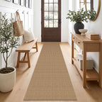 EARTHALL Woven Area Rugs 6x9 Ft Washable Living Room Rugs Non Slip Rubber Backed Dining Room Rug Braided Bedroom Rugs Indoor Floor Carpet for Living Room, Bedroom, Dining Room, Beige/Ivory