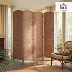 HOMCOM Room Divider 4-Panel, 6FT-Tall Folding Privacy Screen, Natural