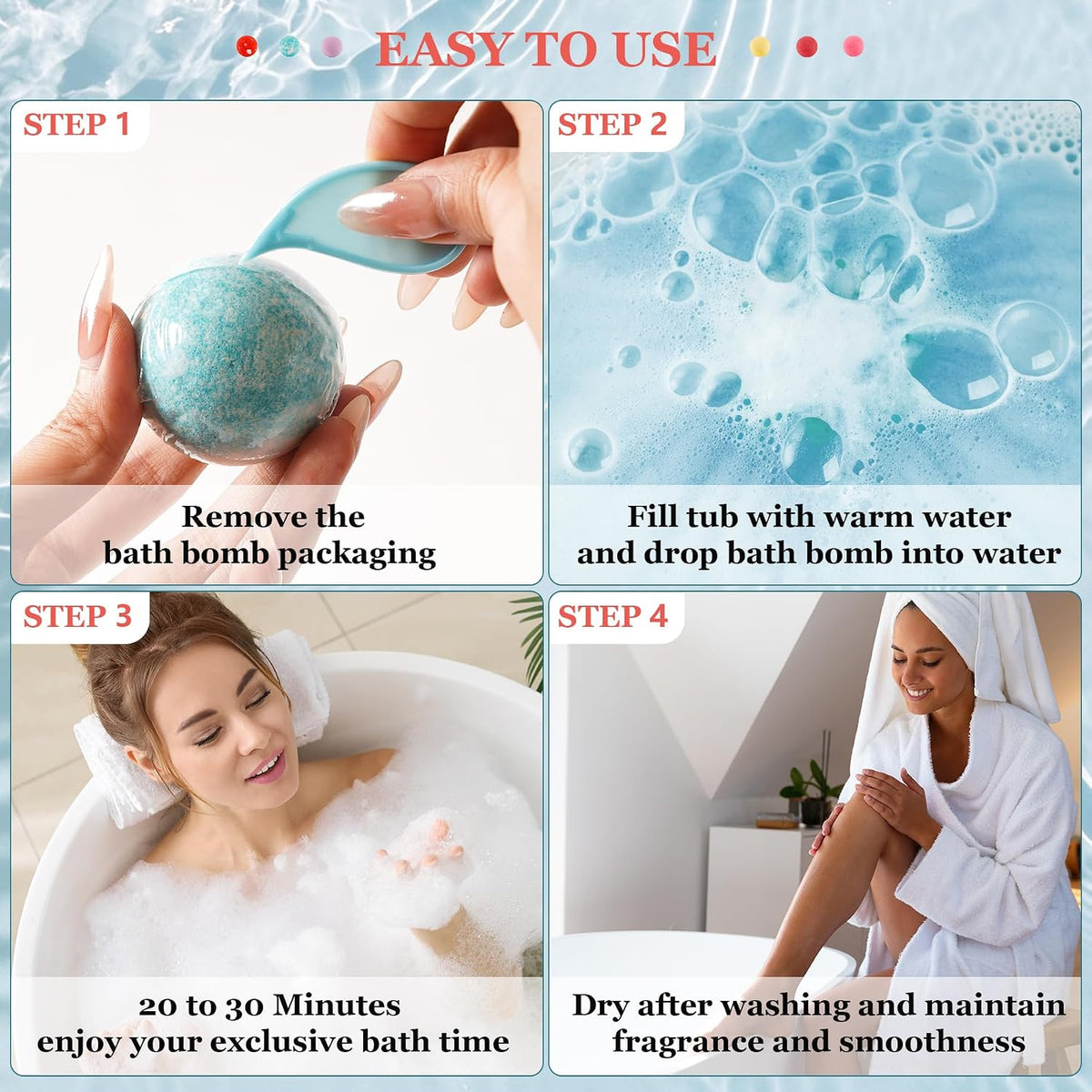 Bath Bombs for Women Gift Set, 50 Pcs Natural Organic Bubble Bathbombs with 10 Rich Scents, Handmade Bubble Bath Fizzy, for Bubble Bath Spa,Her/Him,Wife,Girlfriend,Mother Present Giving