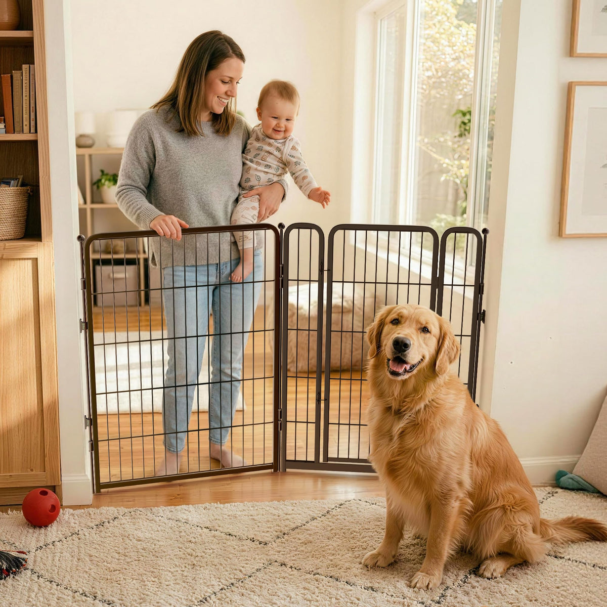 FXW Dog Gate, Extra Wide Adjustable for Openings Up to 165", 32" H