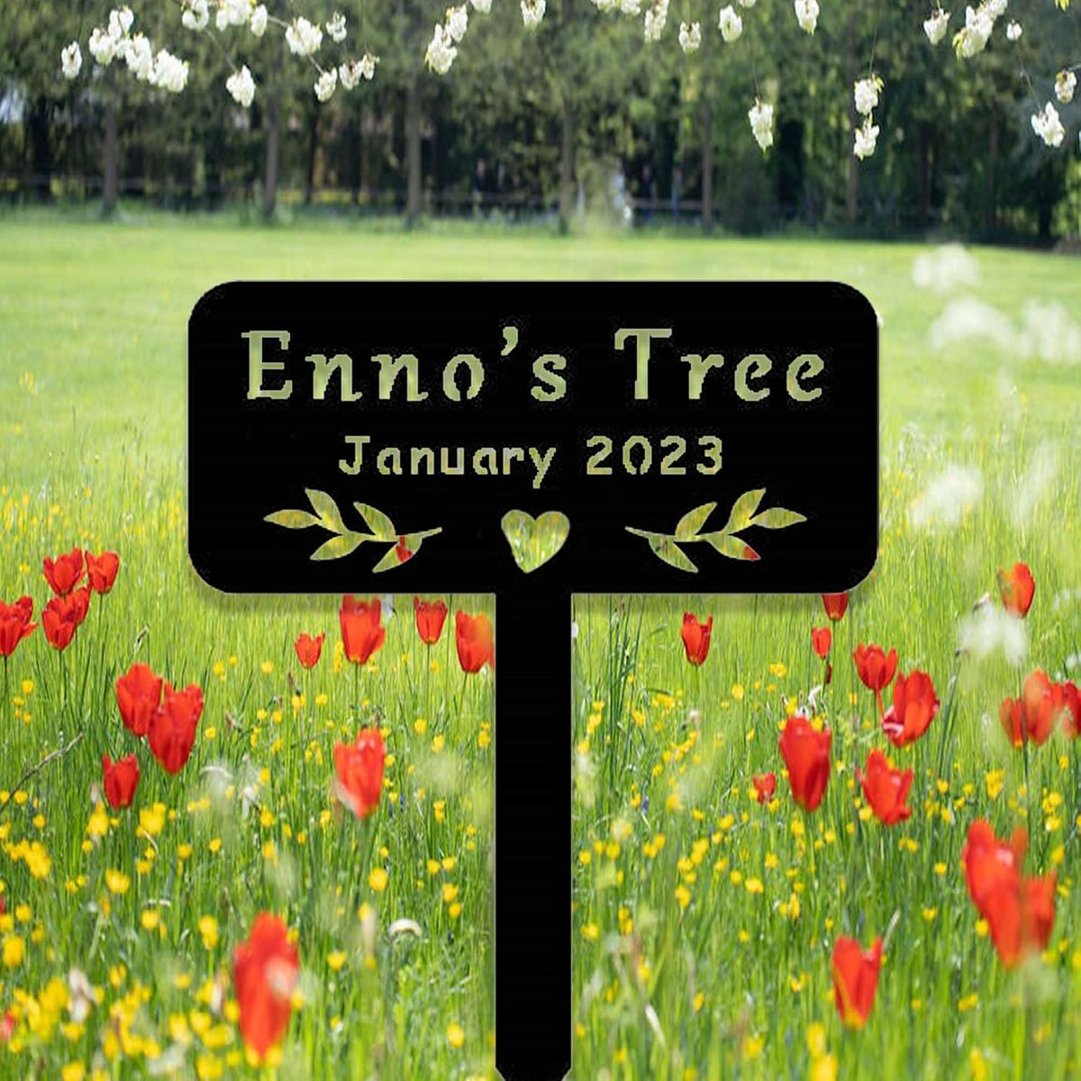 Custom Metal Memorial Tree Sign with Stake Tree Yard Garden Stake Personalized Tree Memorial Plaque Marker Tree Name Plate Garden Sign Outdoor Garden Yard Decor Art