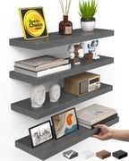 BAYKA Rustic Brown Floating Shelves 35.4in, Set of 2, Wall Mount Wood Shelf