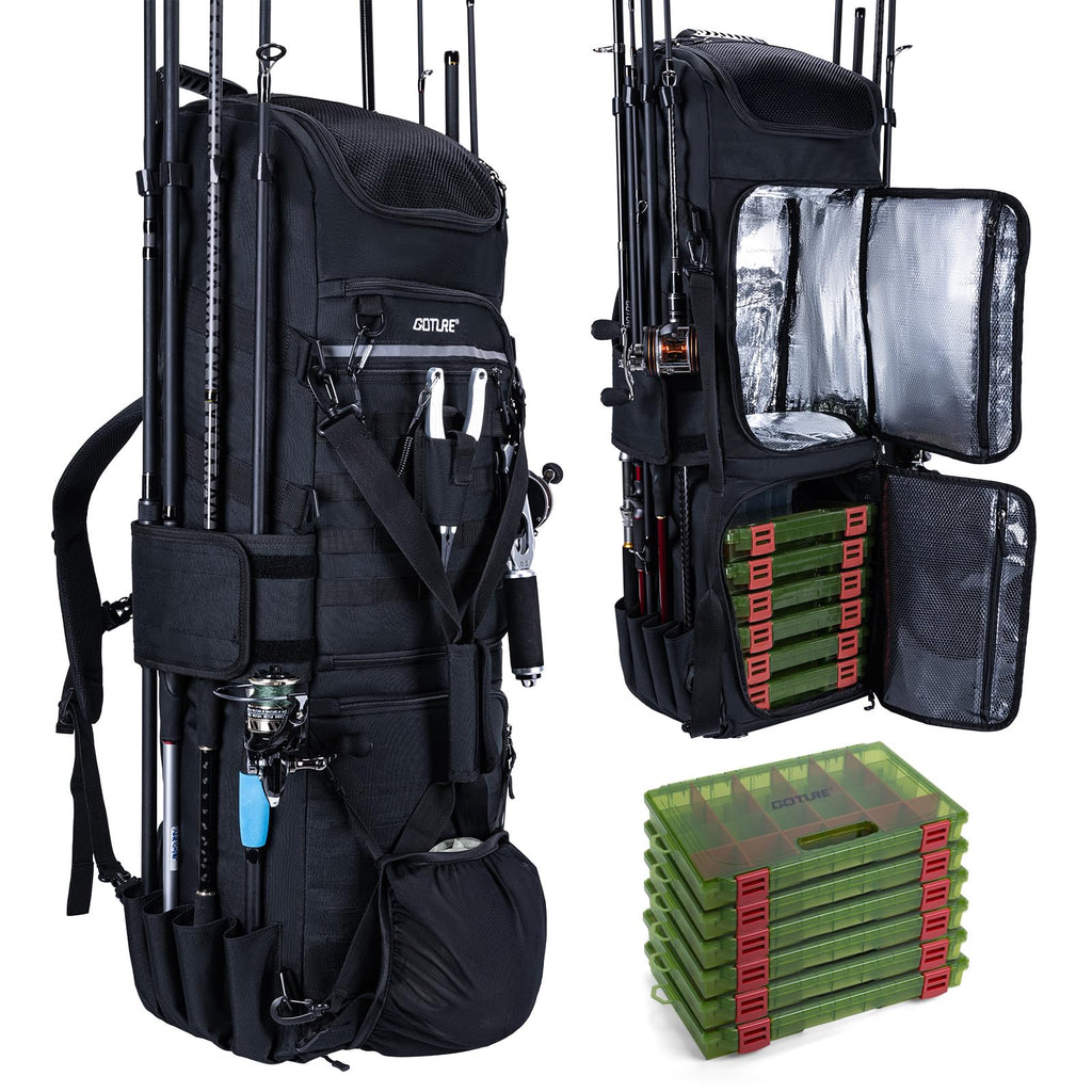 Goture 61L Large Fishing Backpack Tackle Bag, 3-Layer without Box