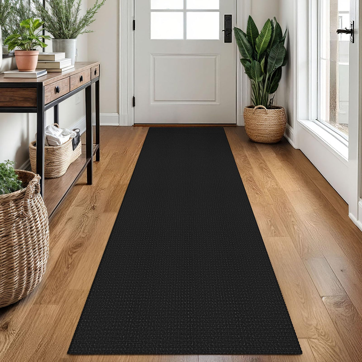 EARTHALL Woven Area Rugs 6x9 Ft Washable Living Room Rugs Non Slip Rubber Backed Dining Room Rug Braided Bedroom Rugs Indoor Floor Carpet for Living Room, Bedroom, Dining Room, Beige/Ivory