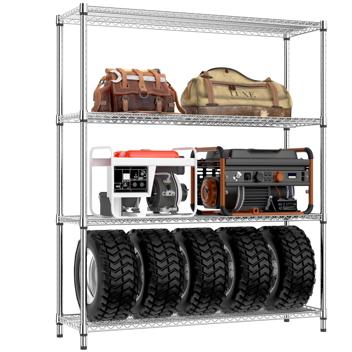 IZEUK 5-Tier Adjustable Heavy Duty Steel Wire Shelving Unit with Wheels, Storage Rack Organizer for Garage, Kitchen, Office, Laundry, Basement (Black, 17.7" D x 47.2" W x 76.7" H, 1750 lbs Capacity)