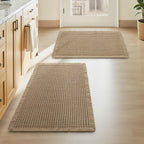 Upgraded Waffle Bath Mat Set of 2 Absorbent Bathroom Mat 18"x30" + 24"x48"