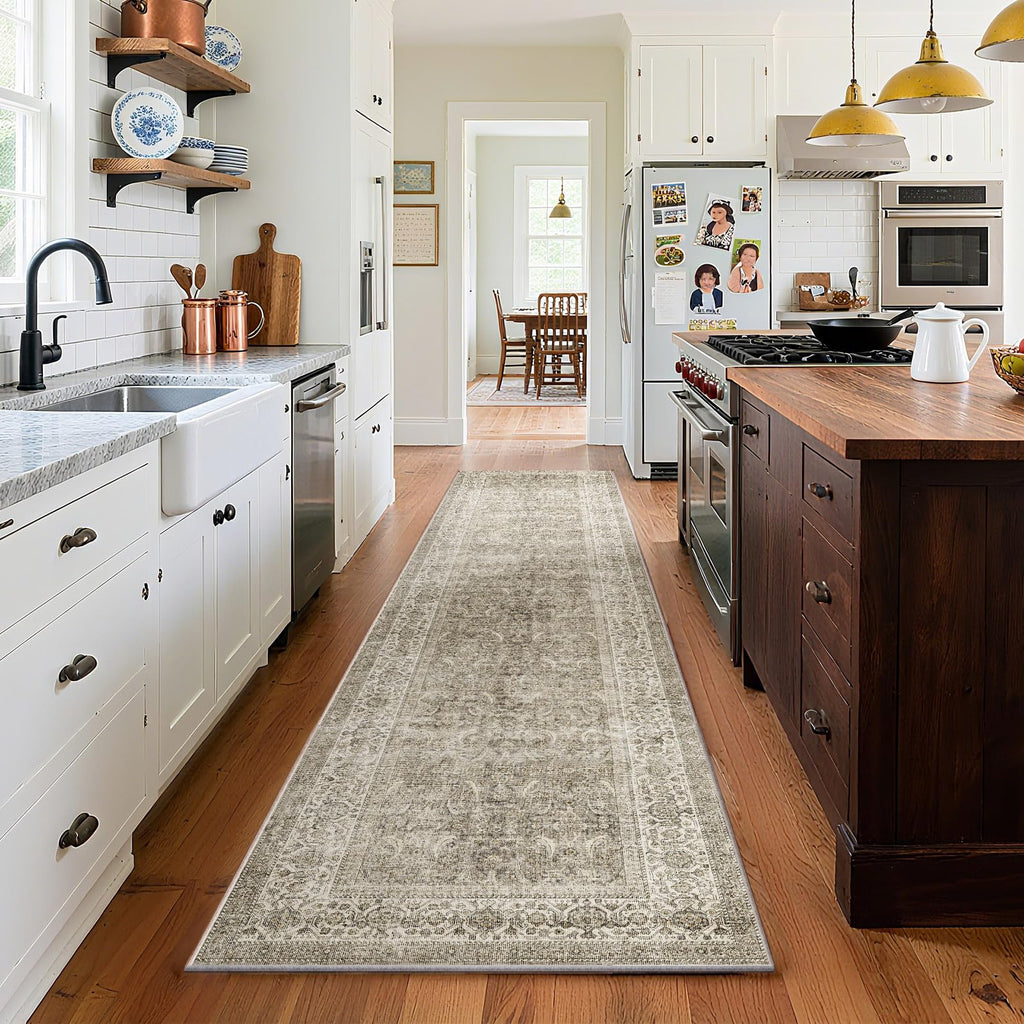 Washable Area Rugs for Living Room: 9x12 Bedroom Rug Boho Vintage Area Rug Stain Resistant Non Slip Low Pile Lightweight Soft Carpets for Dining Room Kitchen Nursery Kids Room Playroom Home Office