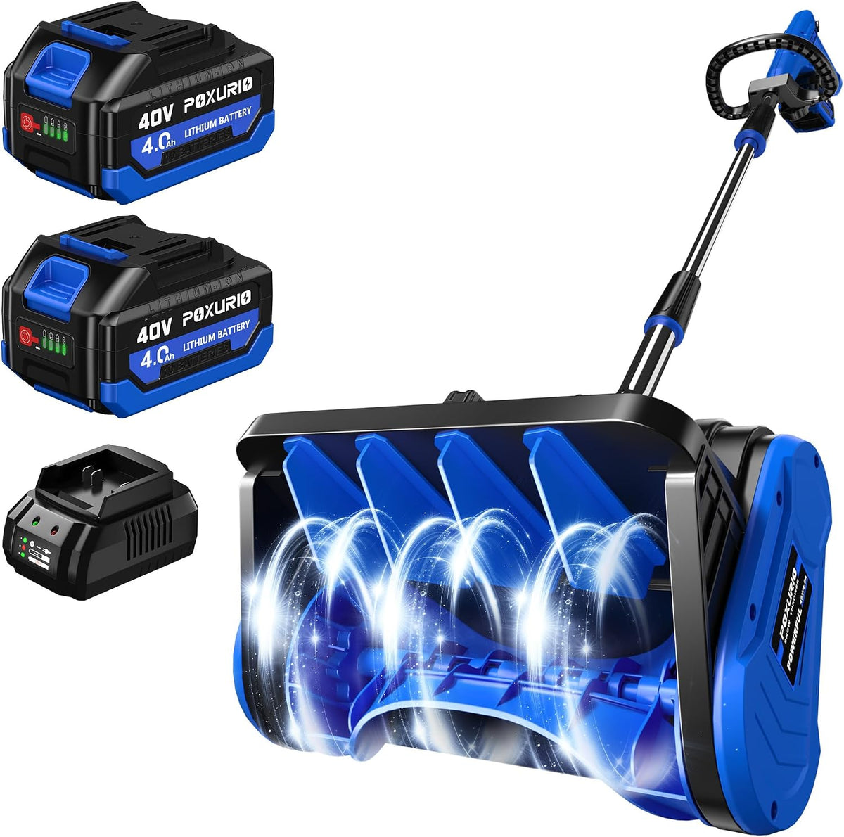 40V Electric Cordless Snow Shovel, 13 Inch Brushless Snow Blower with 2×4.0Ah Batteries & Fast Charger, 25FT Throw Distance Snow Shovel for Driveway, Patio, Deck, Walkway