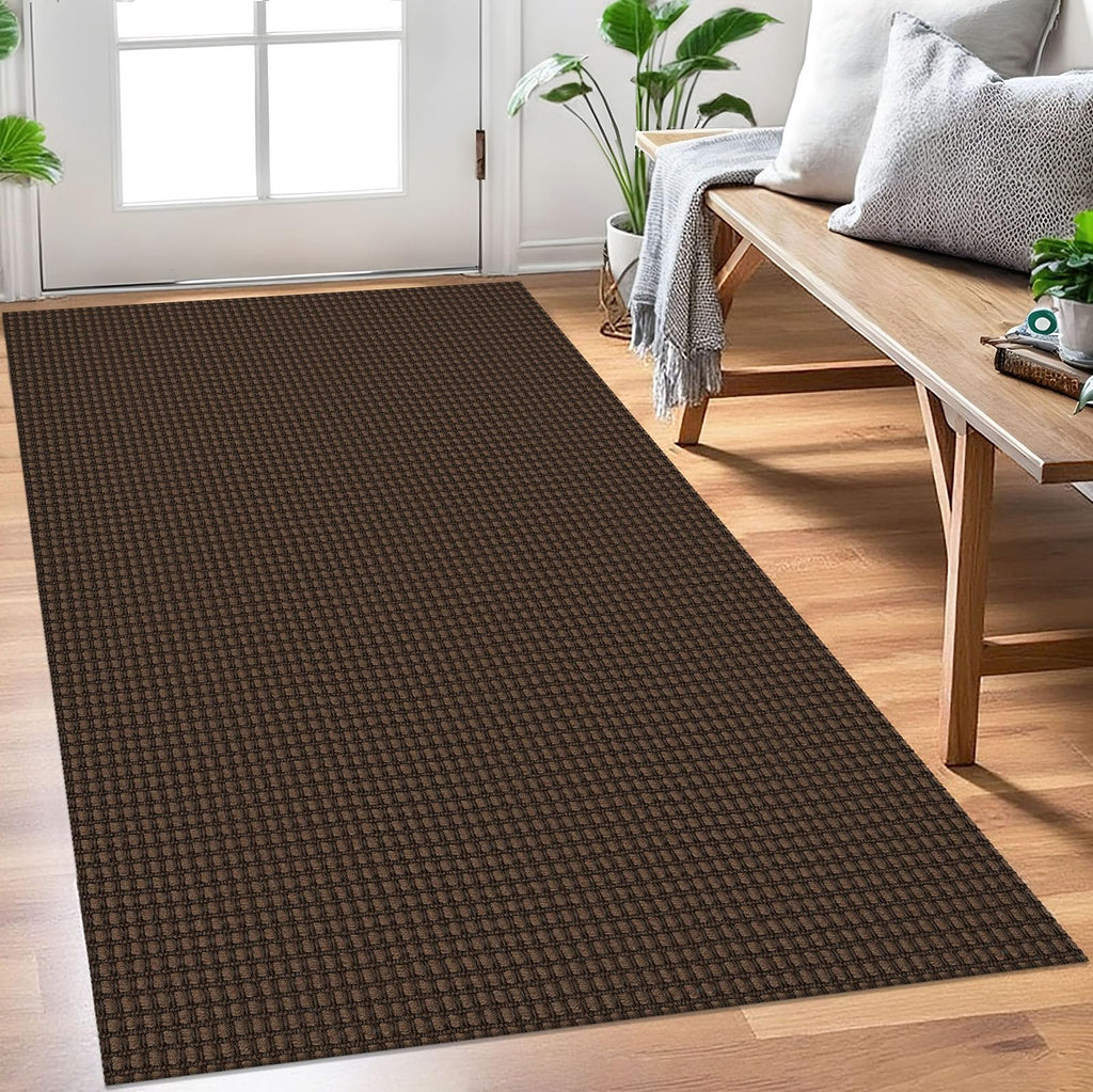 EARTHALL Woven Area Rugs 6x9 Ft Washable Living Room Rugs Non Slip Rubber Backed Dining Room Rug Braided Bedroom Rugs Indoor Floor Carpet for Living Room, Bedroom, Dining Room, Beige/Ivory