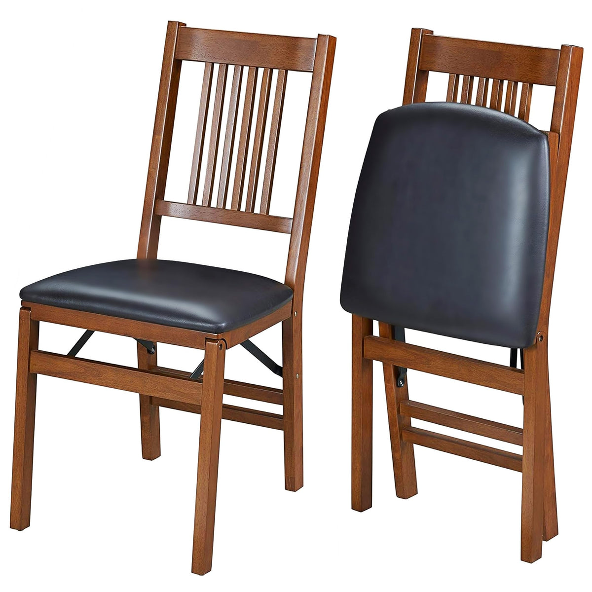 Stakmore True Mission Solid Foldable Wood Dining Chairs, Fruitwood, 2 Pack