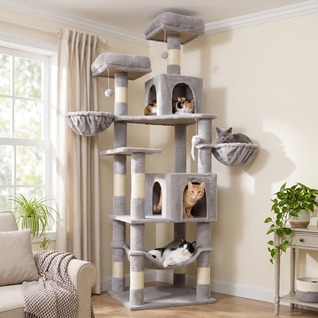 AMHANCIBLE Cat Tree Tower, 70 Inch Heavy Duty Cat Tree for Large Cats