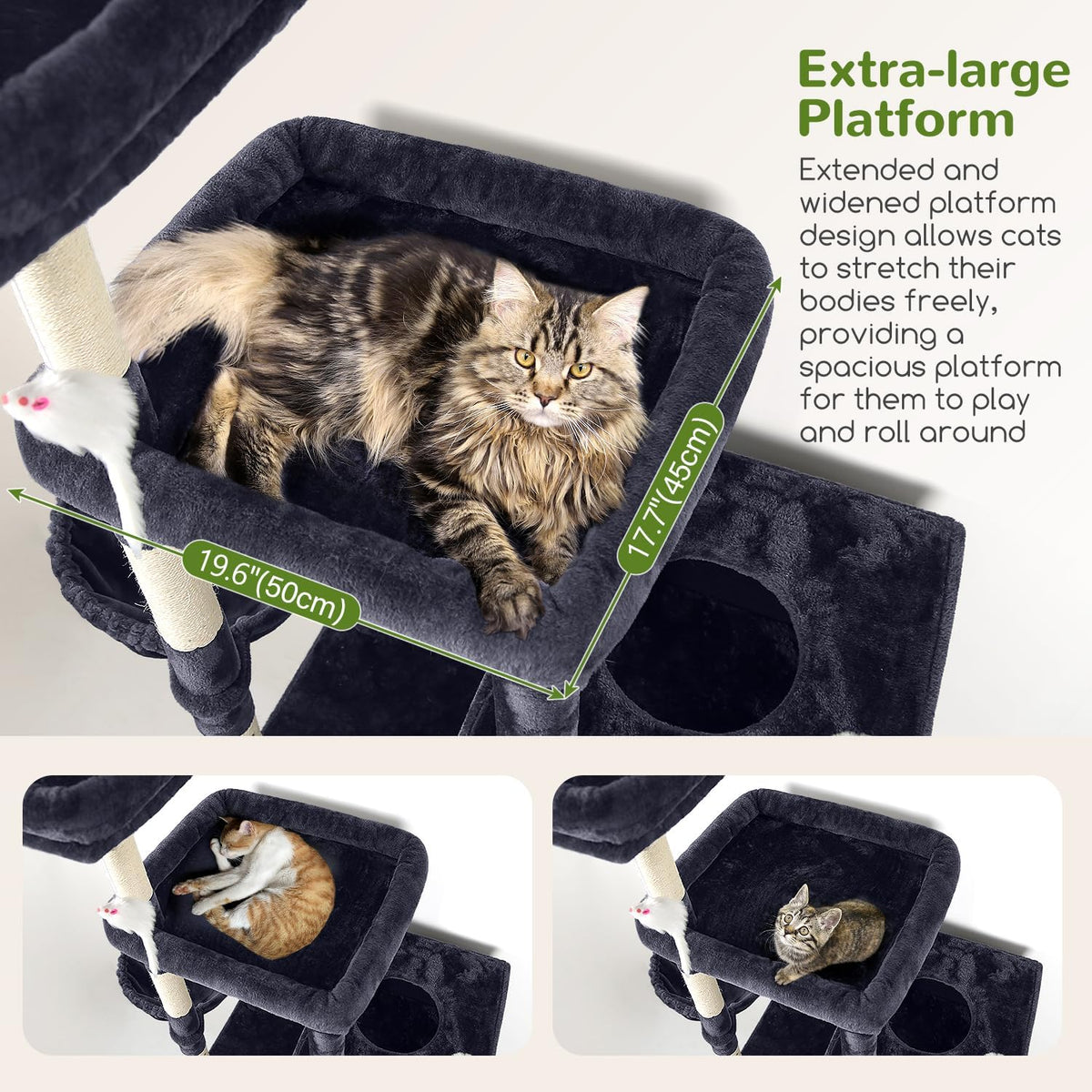 Globlazer Extra Large Cat Tower for Big Cats 20 lbs, 81in, F81, Dark Grey