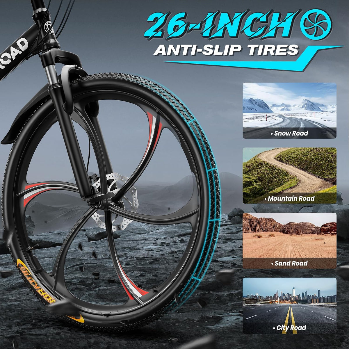 Betterland 26 Inch Adult Folding Mountain Bike, 21 Speeds Full Suspension Foldable Bikes, Dual Disc Brake, High Carbon Steel Frame Bicycle for Men Women