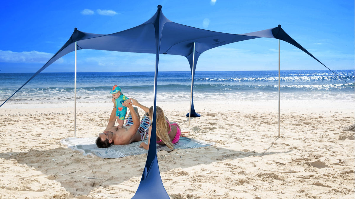 SUN NINJA Beach Tent Sun Shelter, Beach Shade Canopy with UPF50+ Protection