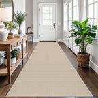 EARTHALL Woven Area Rugs 6x9 Ft Washable Living Room Rugs Non Slip Rubber Backed Dining Room Rug Braided Bedroom Rugs Indoor Floor Carpet for Living Room, Bedroom, Dining Room, Beige/Ivory