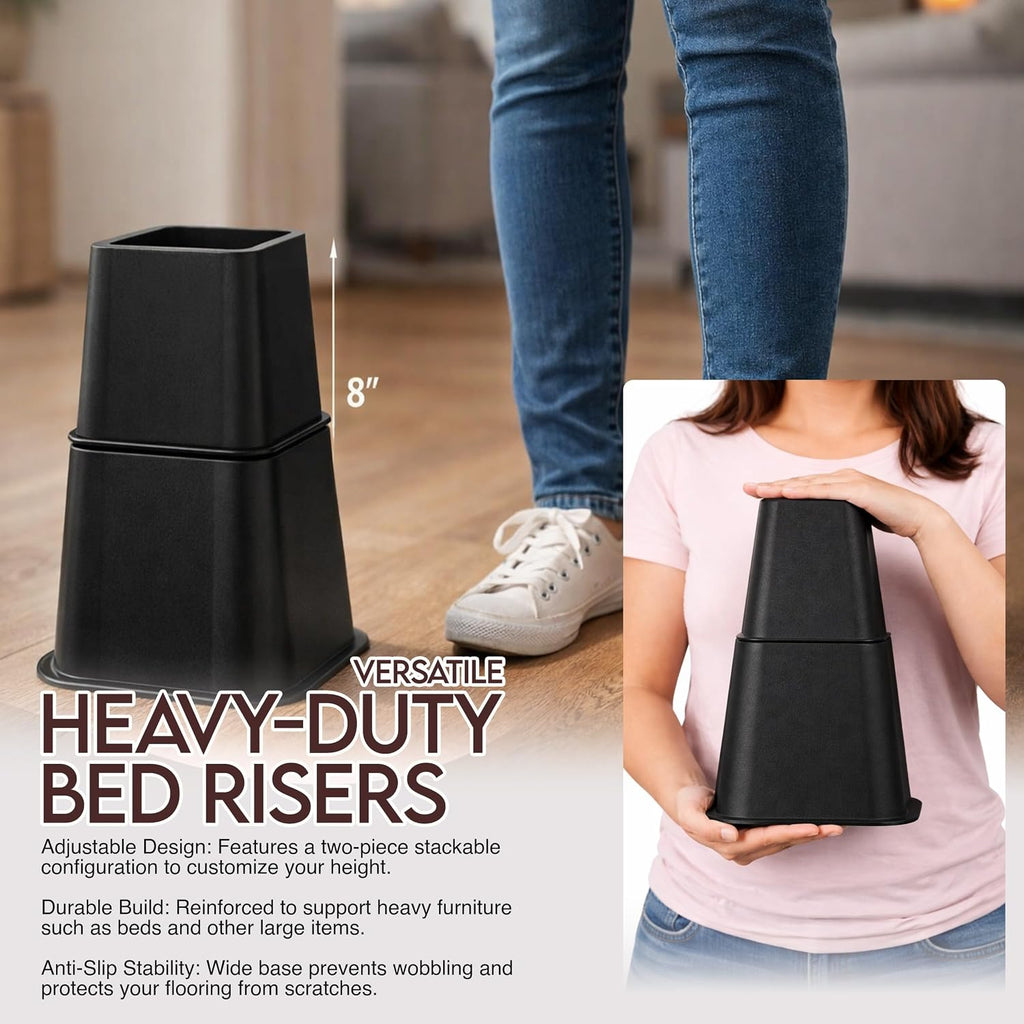 Utopia Bedding Adjustable Bed Risers 3 & 5 Inch, Black, 36-Pack